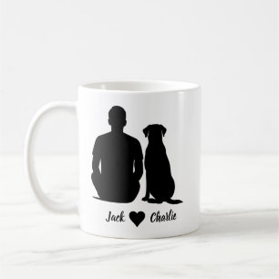 Persoonlijke Labrador Retriever Hond En Manlijke E Koffiemok