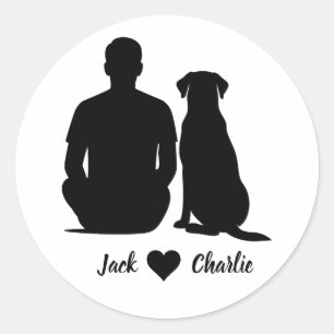 Persoonlijke Labrador Retriever Hond En Mannelijke Ronde Sticker