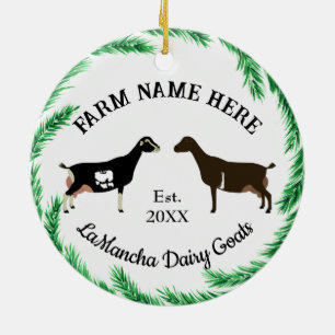 Persoonlijke LaMancha melkgeit dennengroen krans Keramisch Ornament