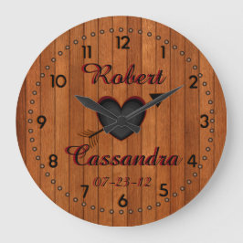 Persoonlijke landstijl Faux-Wood wandklok Grote Klok