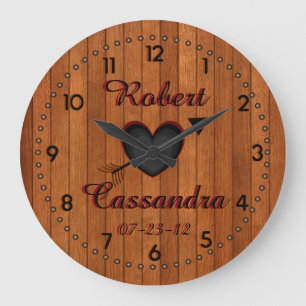 Persoonlijke landstijl Faux-Wood wandklok Grote Klok
