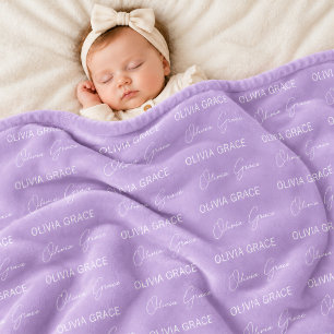 Persoonlijke lavendel babymeisjesnaam deken