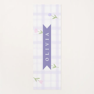 Persoonlijke Lavendel Gingham Bloemen Naam Cadeau Yogamat