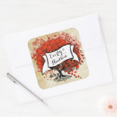 Persoonlijke Lavendel Hartblad Boom Trouw Vierkante Sticker (Envelop)