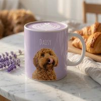 Persoonlijke Lavendel Hond Foto Mok met Naam