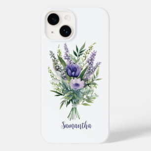 Persoonlijke lavendel paarse bloemen Eucalyptus Case-Mate iPhone 14 Hoesje