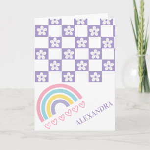 Persoonlijke lavendel pastel regenboog wenskaart kaart