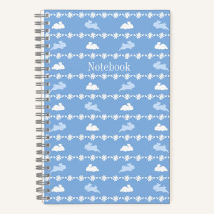 Persoonlijke Lente Konijn Madeliefjes Wit Blauw Notitieboek