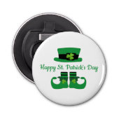 Persoonlijke Leprechaun St. Patrick's Day Party Button Flesopener (Voorkant)