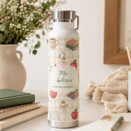 Persoonlijke leraren cadeau bloemengingham waterfles
