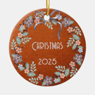 Persoonlijke leren pastel krans keramisch ornament