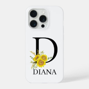 Persoonlijke Letter D Zonnebloem Hoesje voor Telef iPhone 15 Pro Hoesje