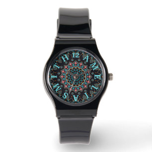 Persoonlijke Letter Draaiknop Boho Mandala Kunst Horloge