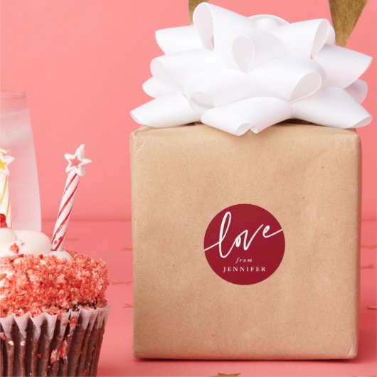 Persoonlijke lettertype 'Love' Ronde Sticker (Feest)