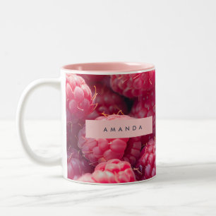 Persoonlijke Levendige Frambozen Bliss Roze Fruit Tweekleurige Koffiemok