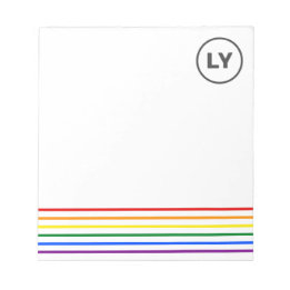 Persoonlijke LGBTQ-Initialen Pride-regenboogstripe Notitieblok