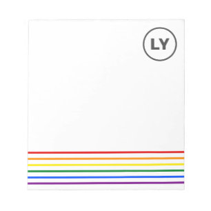 Persoonlijke LGBTQ-Initialen Pride-regenboogstripe Notitieblok