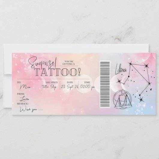 Persoonlijke Libra Tatoeage Verjaardag Cadeaubonka Kaart (Voorkant)