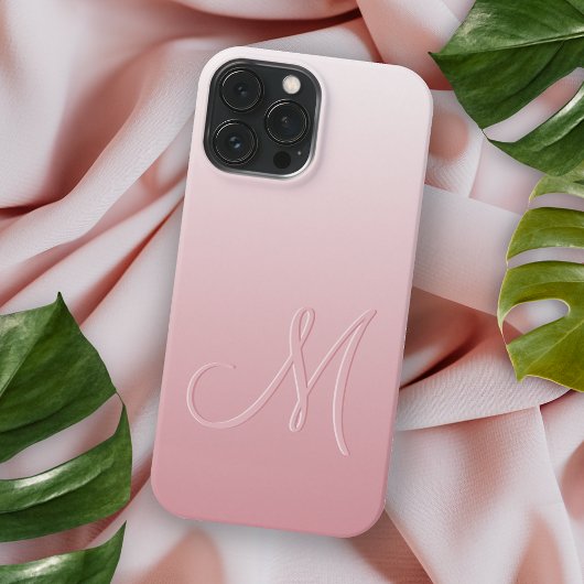 Persoonlijke Licht Perzik Blozende Roze Monogram Case-Mate iPhone Case