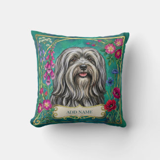 Persoonlijke lichtgrijze Lhasa Apso bloemenkussen Kussen