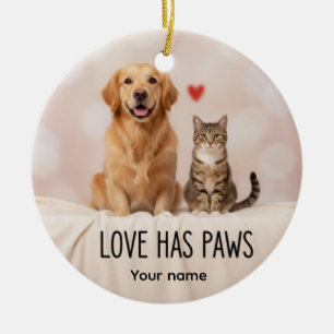 Persoonlijke Liefde Heeft Pootjes Hond & Kat Ornam Keramisch Ornament