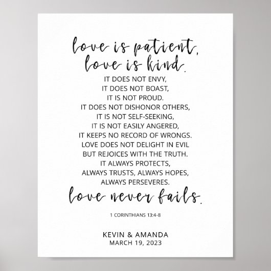 Persoonlijke liefde is Patiënt, 1 Corinthians 13:4 Poster (Voorkant)