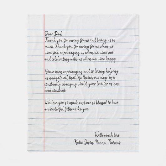 Persoonlijke liefdesbrief Handgeschreven vaderdag Fleece Deken (Voorkant)