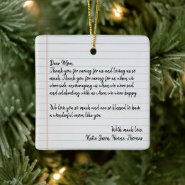 Persoonlijke liefdesbrief met handgeschreven Kerst Keramisch Ornament
