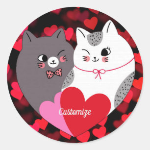Persoonlijke liefdeskatten ronde sticker