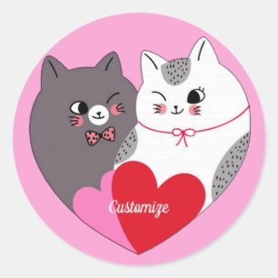 Persoonlijke liefdeskatten Roze Ronde Sticker