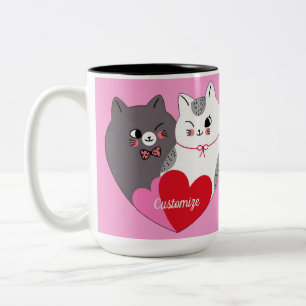Persoonlijke liefdeskatten Roze Tweekleurige Koffiemok