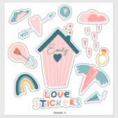 Persoonlijke liefdesschattige aangepaste vinylStic Sticker (Vel)