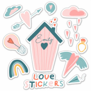 Persoonlijke liefdesschattige aangepaste vinylStic Sticker