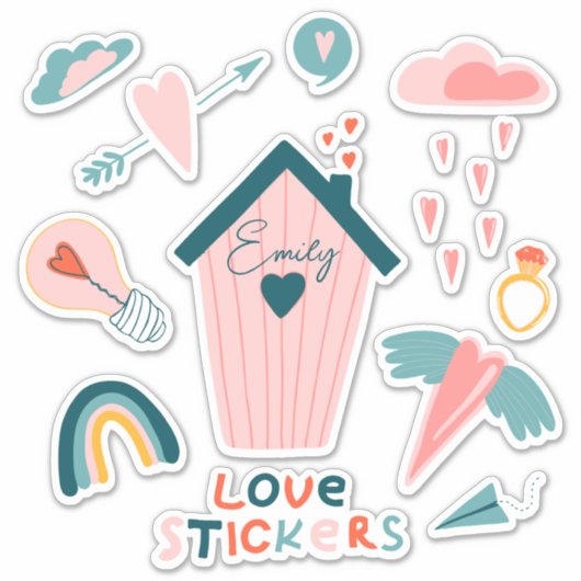 Persoonlijke liefdesschattige aangepaste vinylStic Sticker (Voorkant)