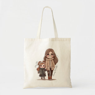 Persoonlijke liefhebbende moeder en dochter tote bag