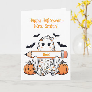 Persoonlijke Lieve Halloween Geest Docent Groet Kaart