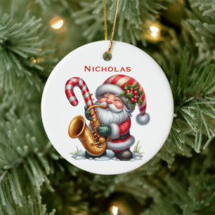 Persoonlijke lieve kabouter Sinterklaas die saxofo Keramisch Ornament