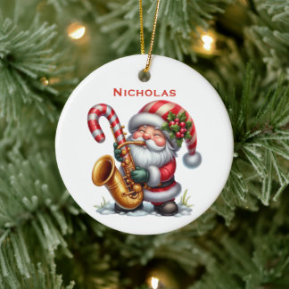 Persoonlijke lieve kabouter Sinterklaas die saxofo Keramisch Ornament