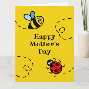 Persoonlijke lieveheersbeestje + hommel Moederdag Kaart
