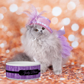 Persoonlijke Lila Glam Faux Glitter Huisdier Voerbakje