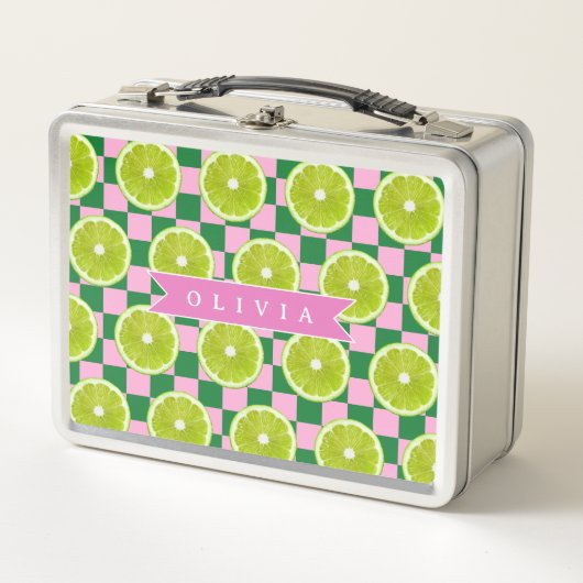 Persoonlijke Lime Gingham Citrus Aangepaste Naam (Voorkant)