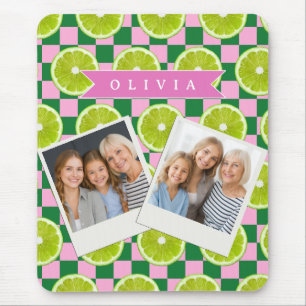 Persoonlijke Lime Gingham Citrus Aangepaste Naam Muismat