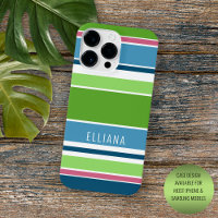 Persoonlijke Limegroene Donkerblauwe Roze Streep K