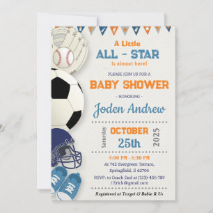 Persoonlijke Little All-Star Sport Baby Shower Kaart