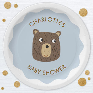 Persoonlijke Little Bear Cub Baby Shower Papieren Bordje