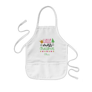 Persoonlijke Little Miss Christmas Meisjes Kinder Schort