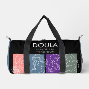 Persoonlijke Logo QR Code Lijnkunst DOULA Overnigh Plunjezak