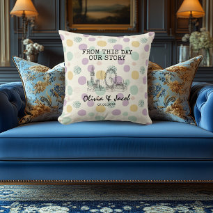 Persoonlijke Londense Silhouet met Pastel Stippenp Kussen