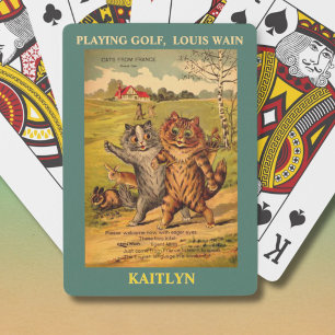 Persoonlijke Louis Wain Katten die Golf Spelen Pokerkaarten
