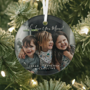 Persoonlijke Love You Mimi Foto Handgeschreven Glas Ornament
